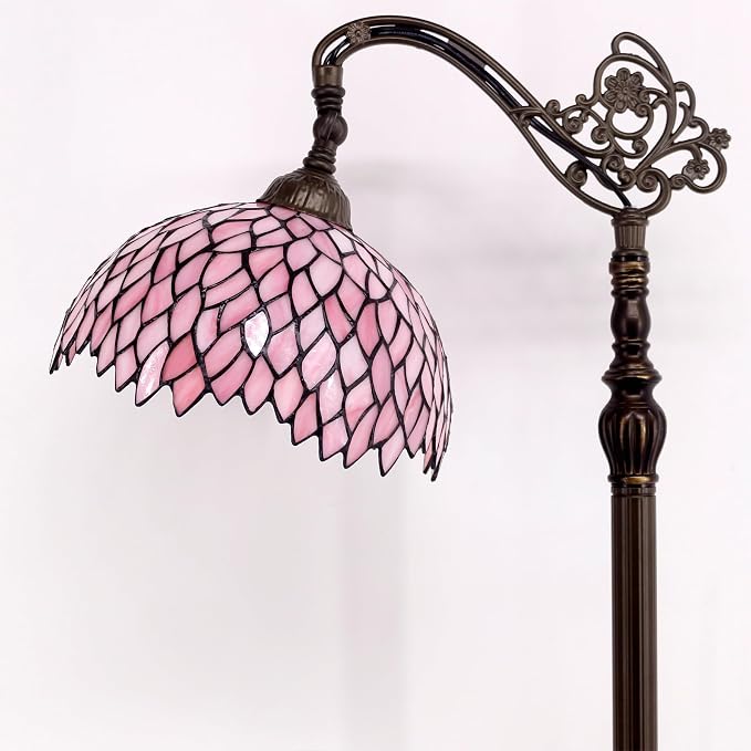 WERFACTORY Tiffany Floor Lamp Stained Glass Wisteria Arch Reading Light