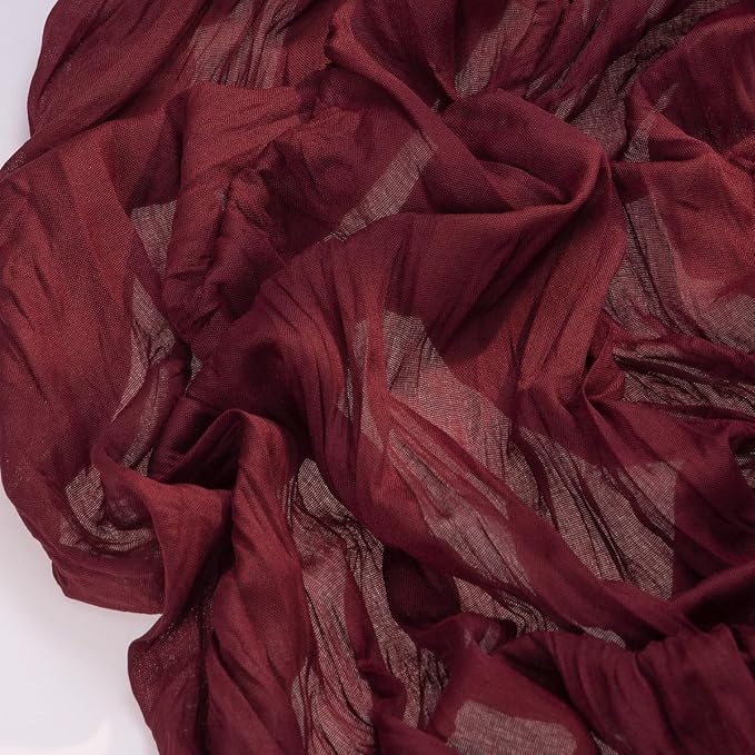 Cheesecloth Table Runner Fall Boho Wedding Birthday Party Home Decor | Burgundy 10pcs Rustic Gauze 10FT Cheese Cloth Sheer Farmhouse Dining Runner for Baby Shower Bridal Holiday Decorations