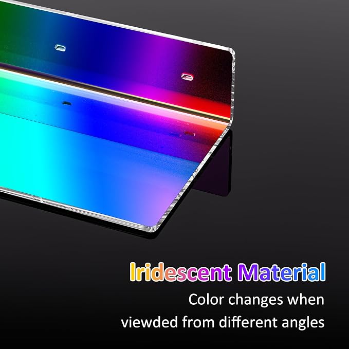 Sezanrpt 9 Inches Iridescent Floating Shelves Acrylic, White Wall Shelves for Living Room Décor, Bedroom, Bathroom, Kitchen, Dining Room, Brand Store, Retails, Gaming Room, 2 Pack