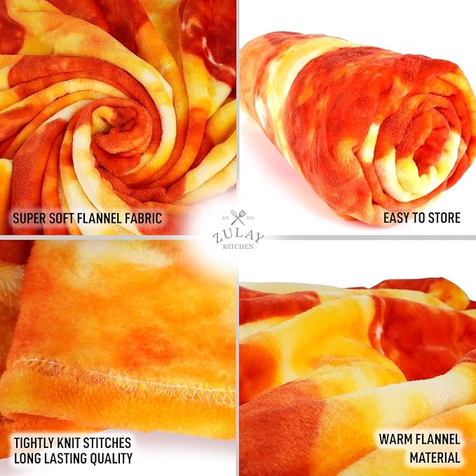 Zulay Kitchen Pepperoni Pizza Blanket - Novelty Big Pie Throw Adult and Kids - Premium Soft Flannel Round Pepperoni Cover for Indoors, Outdoors, Travel, Home and More, 285 GSM - 36 Inches