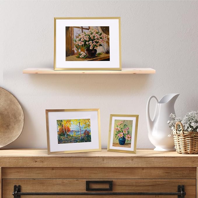 Giftgarden 14 Pack Gold Picture Frames Set, 2pcs 11x14 Matted for 8x10, 6pcs 8x10 Matted for 5x7, 6pcs 5x7 Matted for 4x6, Gallery Frame Collage for Wall or Tabletop Display
