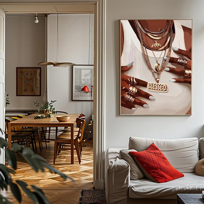 Black Women Wall Art Black Female Picture Printing 16x24 Inch Unframed | Vintage African American Wall Art Trendy African American Girl Poster Feminist Women Poster for Apartment Living Room Bedroom