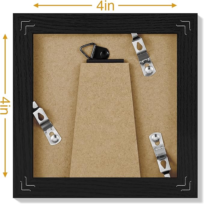 Vittanly 4x4 Picture Frames Set of 9 for Wall or Tabletop Display, Black | Display Pictures 4x4 without Mat, Small Photo Frames, Engineered Wood with Shatter Resistant Plexiglass
