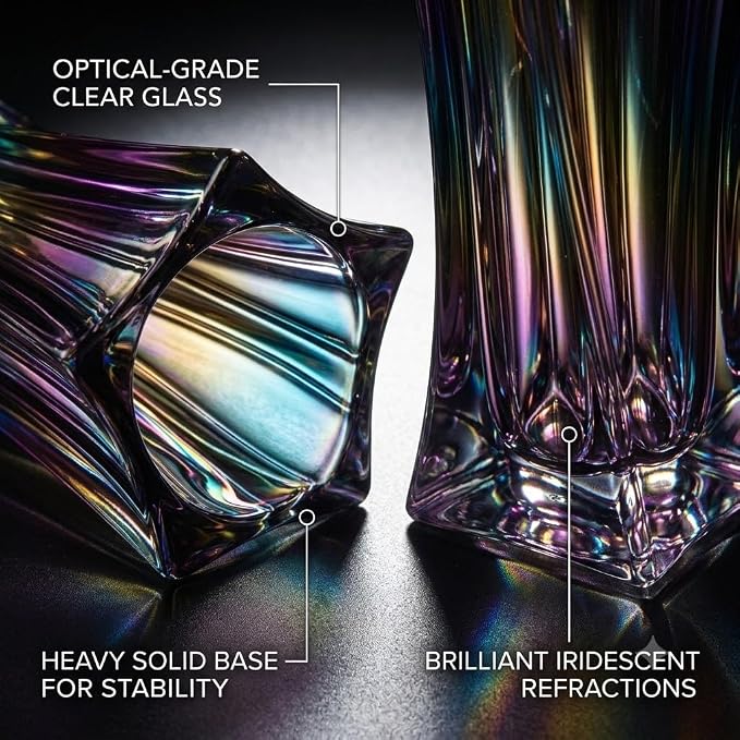 Crystal Glass Vase – Heavy Crystal Vase for Flowers with Weighted Bottom, Thick Durable Decorative Vases for Modern Home Decor, 9.8″ 3.5lb Clear Centerpiece (Heavy Color X 2)