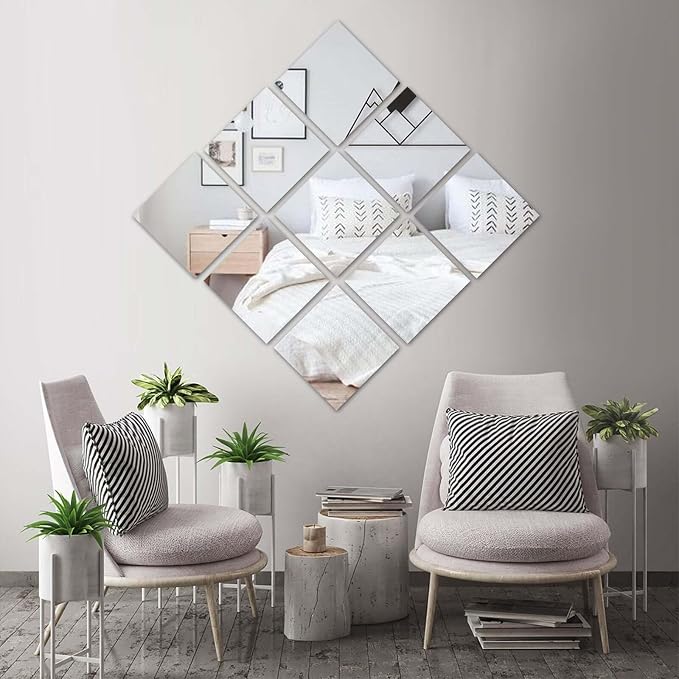 Efavormart 10" Square Glass Mirror Wedding Party Table Decorations Centerpieces - 6 PCS