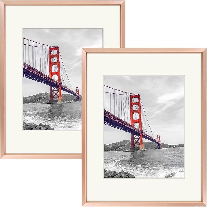 Frametory 11x14 Dark Gray Aluminum Metal Picture Frame Mat for 8x10 Glass