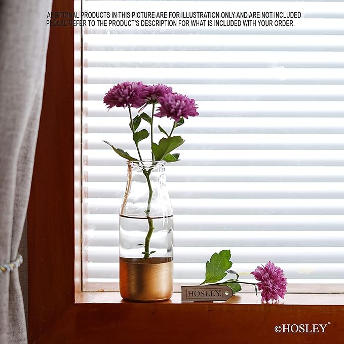 Hosley Set of 12 Small Bud Vases, 5.5" Gold Dip Glass Flower Vases in Bulk for Single Stems, Table Centerpiece Decor for Wedding, Party & Home