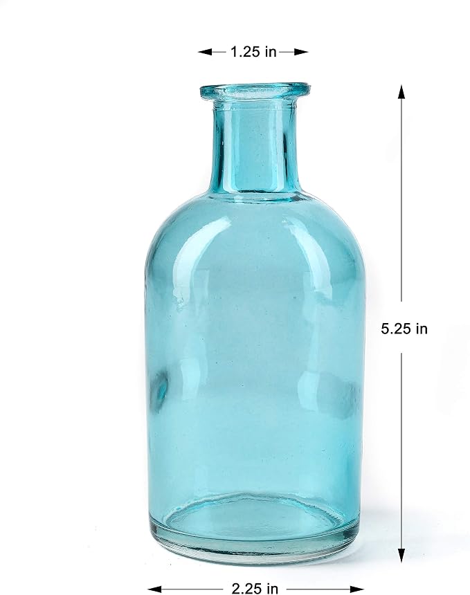 Bud Vases, Apothecary Jars, Decorative Glass Bottles, Centerpiece for Wedding Reception, Elegant Antique Decoration, Mini Flower Vases, Small Medicine Bottles for Home Decor (Blue, Set of 48)