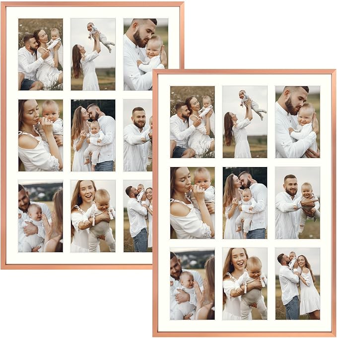 Golden State Art 13.6x19.7 Collage Frame for 9 4x6 Photos Rose Gold 2 Pack