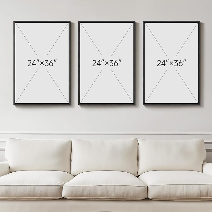 Large Framed Neutral Abstract Wall Art for Living Room,Set of 3, 24x36 In | Black and beige modern pictures, Canvas prints, Minimalist painting, Artwork for walls, Wall decor for bedroom office hallway