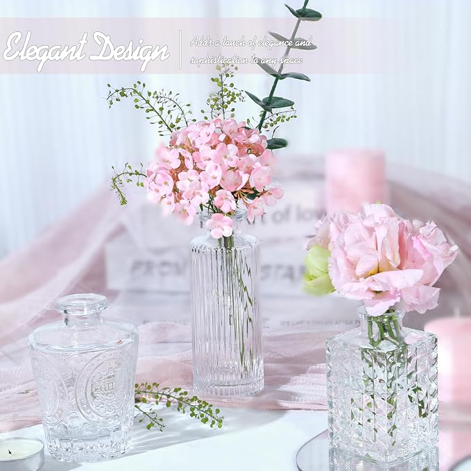 TBWIND 24pcs Clear Glass Bud Vases Set | Small Flower Vases for Centerpieces in Bulk, Mini Vintage Vase for Wedding Decor, and Home Table Décor