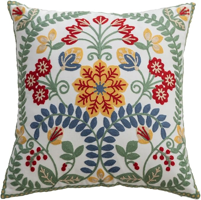 YIcabinet Pack of 2 Throw Pillow Covers,Embroidered Pillow Case Soft Square Decorative Pillowcases for Home Sofa Couch 18x18 Inch