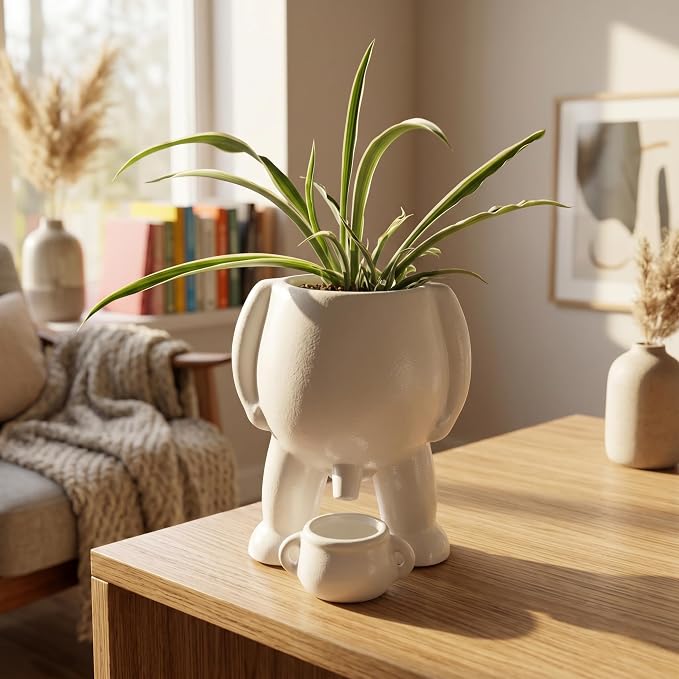 Creative Ceramic Human Shape Planter Funny Penis Planter with Drainage, Stylish Peeing Pot For Indoor/Outdoor Positive Penis Gifts Piss Succulent Plant Pot Gift for Father Friends Family (White)