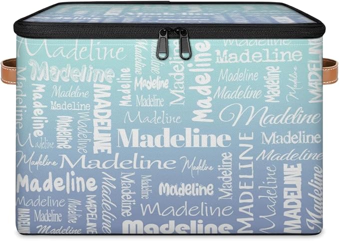 Custom Name Storage Basket, Personalized Keepsake Box, Green Blue