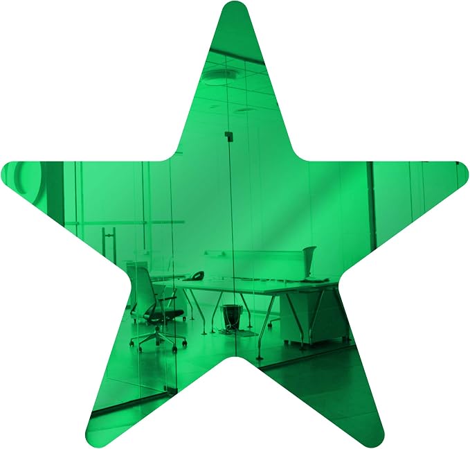 Marketing Holders Acrylic Mirror 8" Light Green Star Flat DIY Smooth Edge Blank Plexiglass Tiles .118 3MM Thick Rounded Corners Decor for Holidays