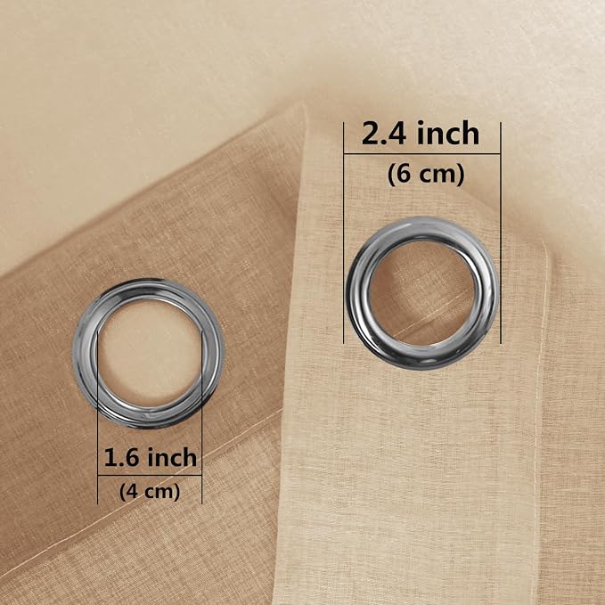 DWCN Taupe Faux Linen Ombre Sheer Curtains - Gradient Semi Voile Curtains for Bedroom and Living Room, Set of 2 Grommet Top Window Curtain Panels, 52 x 72 Inches Long, Taupe