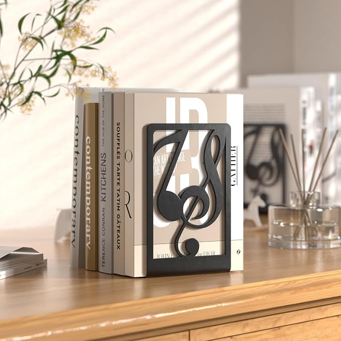 Book Ends,Bookends,Premium Metal Book Ends for Shelves Smooth | Book Ends for Heavy Books,Book Shelf Holder Home Decorative,Book Stoppers,Bookends for Lover Gifts Black 3 Pair