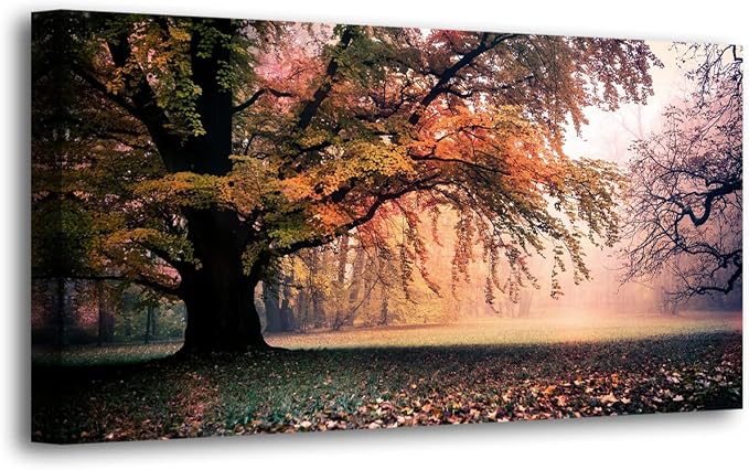 Tree of Life Wall Art Canvas Prints Natural Landscape Picture Home Decor Colorful Forest Paintings for Living Room Bedroom Bathroom Kitchen Decorations 20x40 Wooden Framed Artwork Easy Hanging