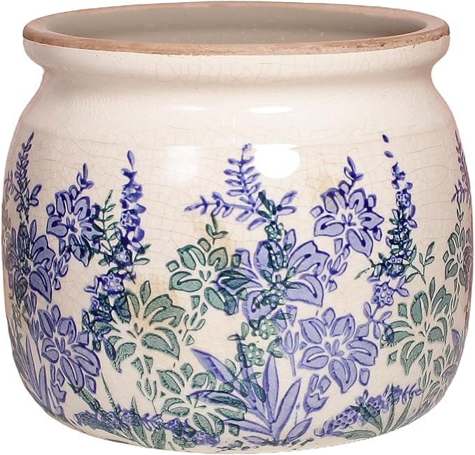 Xiaan Jiaju Pots for Plants, Ceramic Planters for Indoor/Outdoor Plants | 6.29" Round Vase & Plant Pots with Drainage, Vintage Rustic Outdoor Vases for Centerpieces, Home & Porch Decor, Vintage Blue