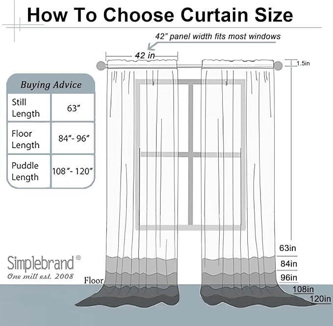 Simplebrand Sheer White Curtains 108 Inches Long, Extra Long Rod Pocket Solid Color Window Sheer Curtain Panels, Elegant Curtains & Drapes for Living Room, Bedroom 2 Panels (White, 42" W x 108" L)
