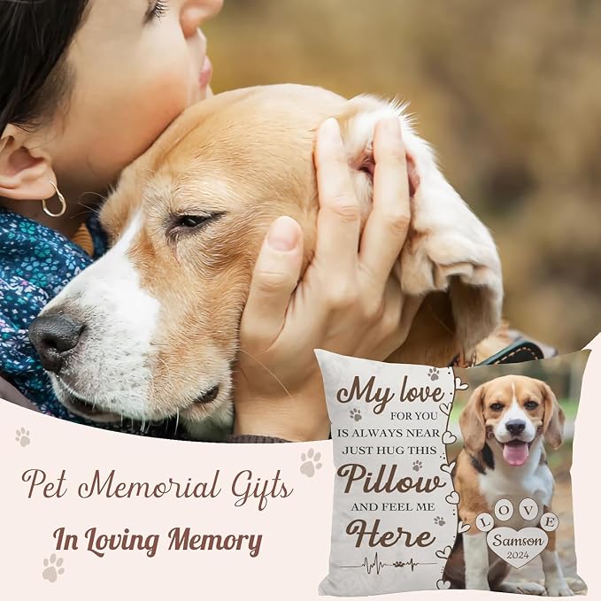 Alienc Personalized Pet Memorial Gifts for Dogs Cats, Custom Pet Memorial Throw Pillow Cover (Optional Pillow Insert), Loss of Dog Sympathy Gift