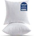 20 x 20 Throw Pillow Inserts Pack of 2 Large White Decorative Square Pillows for Couch Bed Sofa Cushion Sham Stuffer Indoor