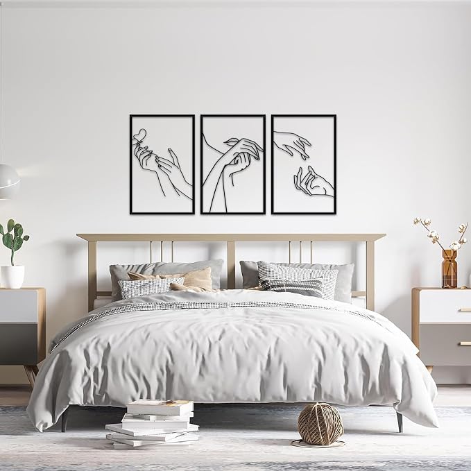 Resama Nail Room Wall Decor Nail Salon Wall Art and Accessories | Black Metal Space Decortionsfor Hand Body Care Store, Bathroon Bedroom Living Room Wall Hanging Sculptures Indoor