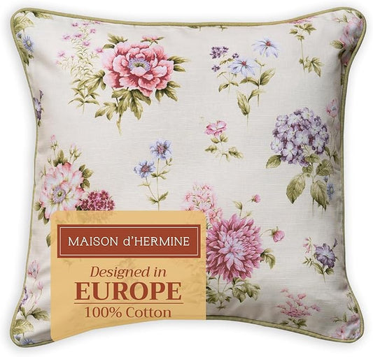 Maison d' Hermine Throw Pillow Covers 100% Cotton (18" x 18" - Pack of 1)