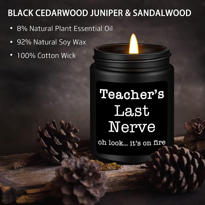 Homsolver Teacher Appreciation Gifts for Women Men, Christmas Birthday Valentines Retirement Thanksgiving Teachers' Day Graduation Season, Teacher’s Last Nerve Scented Candles
