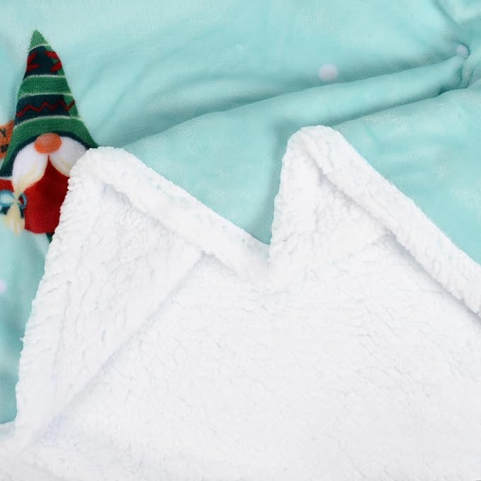 Catalonia Christmas Elf Sherpa Throw Blanket, Xmas Theme Throws, Plush Fleece Couch Blanket, Super Soft, Comfy, Cozy, Fluffy, Ugly