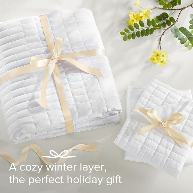Comfort Spaces Kienna King Quilt Bedding Set 3 Piece, 104"x90" White | Soft Cozy Lightweight Summer Coverlet Cal King, Quilted Bedspreads Extra Layer, Modern Casual Bedroom Decor, OEKO-TEX
