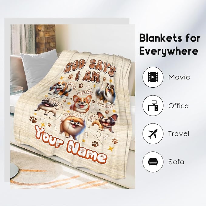 Personalized Custom Dog Blanket for Kids & Toddlers, Dog Mom Gifts, Inspirational Fleece Blanket, 60"x80"