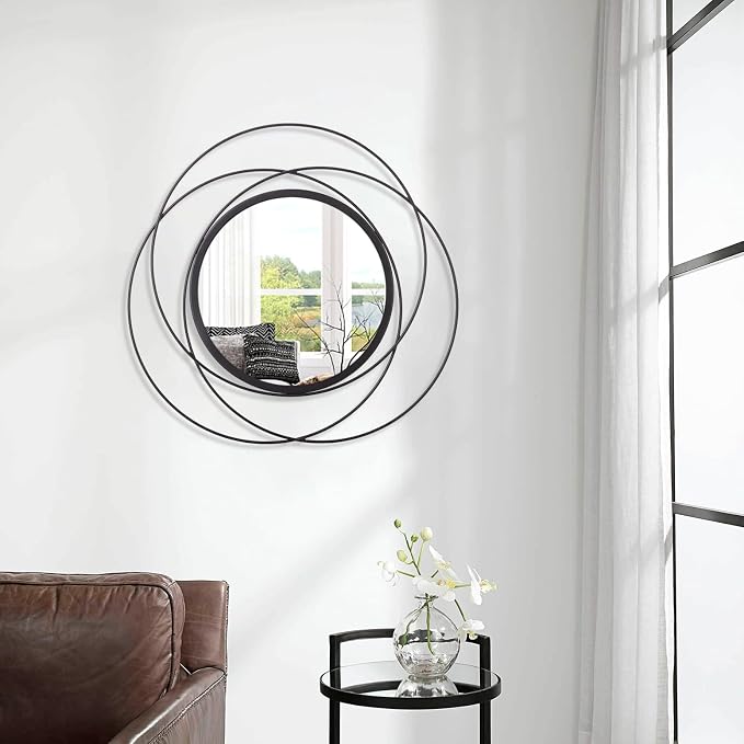 Black Circle Mirror Mounted Round Decorative Mirrors Circle for Bathroom Vanity, Living Room or Bedroom Entryway 24" x 24"