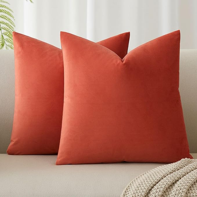 16x16 Velvet Throw Pillow Covers Set of 2 for Couch Sofa Bed,Emerald
