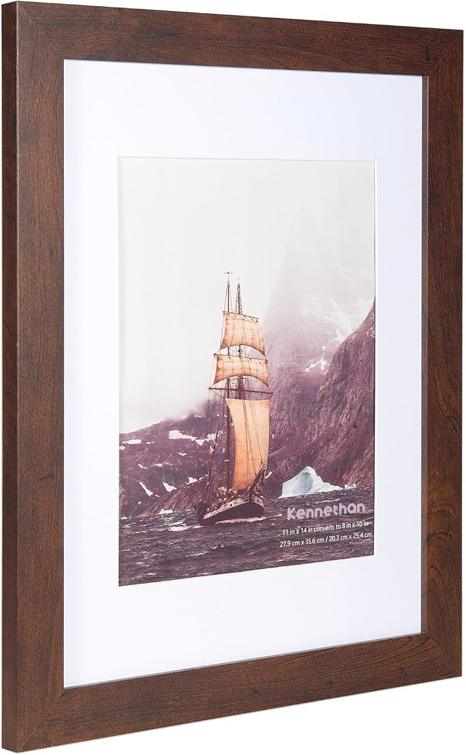 kennethan Picture Frame, Dark Brown, 11x14 inches, 2 Pcs in 1 Set, Matted, Wall Mount