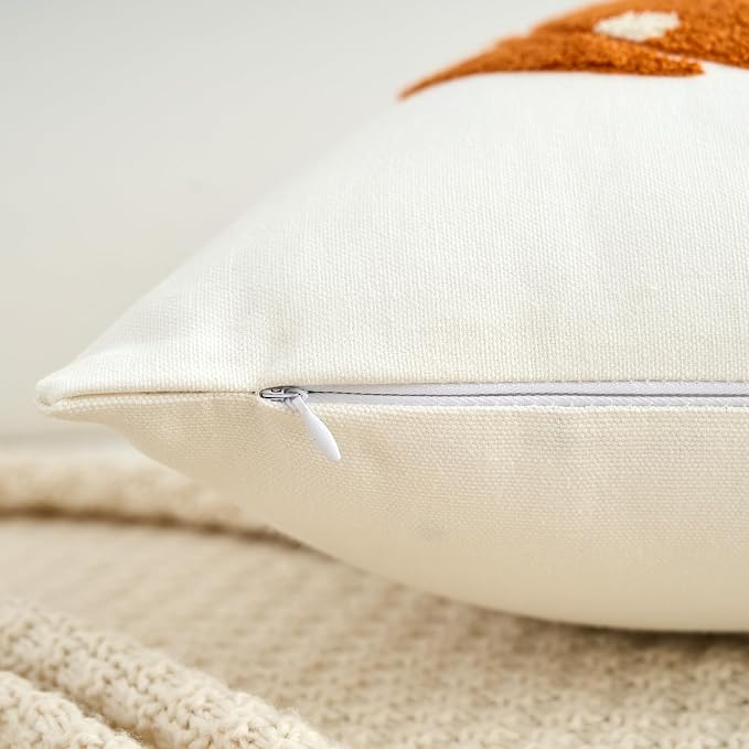 Fall Pumpkins Pillow Covers 18x18 Inch Dots Pumpkin Embroider Decorative Throw Pillowcases Farmhouse Autumn Seasonal Harvest Patio Cushion Cases for Sofa Couch Home