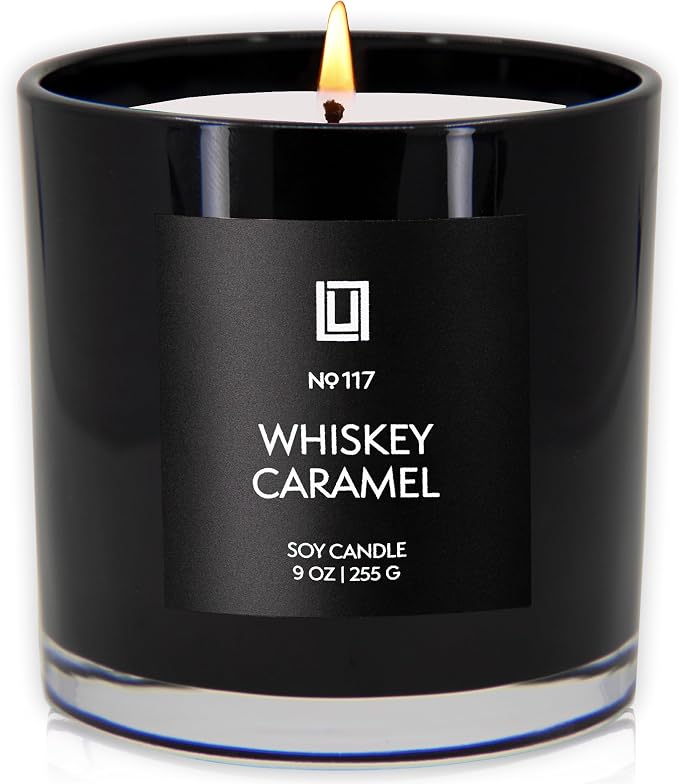 Lulu Candles | Whiskey Caramel | Smells Woody & Sweet | Luxury Scented Soy Jar Candle | Hand Poured in The USA | Highly Scented Long Lasting (9 Oz.)