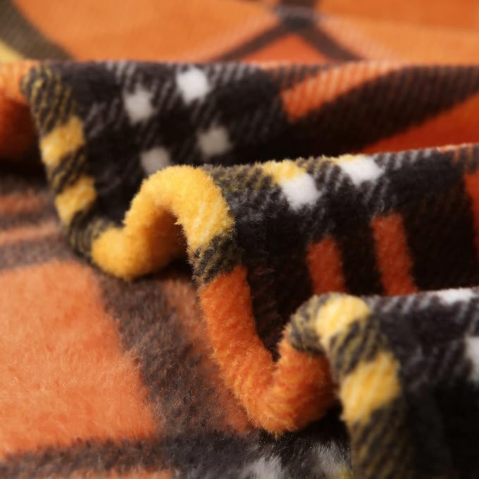MERRYLIFE Harvest Orange Plaid Throw Blanket for Couch Bed Sofa 50" 60" | Grid Pattern, Ultra-Plush Soft, Decorative Colorful Travel Blanket, farmhouse, Gift Choice, Home Pet Use