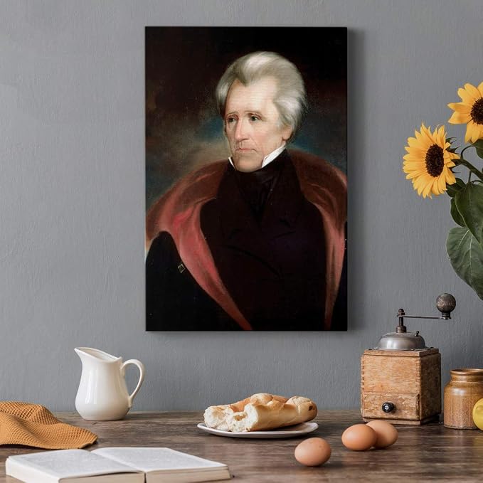 Renditions Gallery Andrew Jackson Presidental Portrait Wall Art, Premium Gallery Wrapped Canvas Decor, Ready to Hang, 12 in H x 8 in W, Made in America Print Artwork
