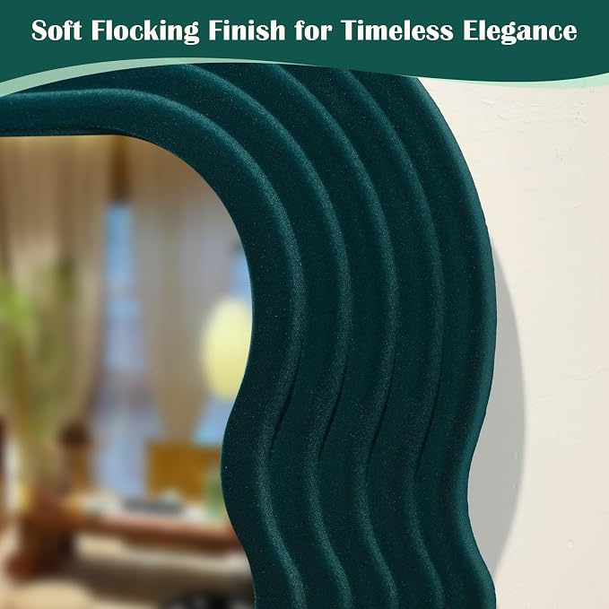 14x28 Arch Wall-Mounted Mirror for Girl Teen Bedroom,Dark Green | Soft Flocking Touch,Funky Decorative Mirrors for Home Office Living Room,Mid-Century Modern Home Decor for Christmas Gift