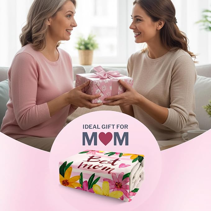 FILO ESTILO Mom Blanket 50"x60" in Gift Ready Packaging for Mother | Cozy Dyed Fleece Throw Blanket by FiloEstilo - Best Mom Ever Gift for Couch or Bed | Special Present from Daughter or Son