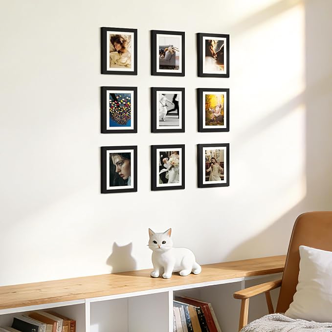 upsimples 5x7 Picture Frame, Photo Collage Wall Decor Set of 10, Black