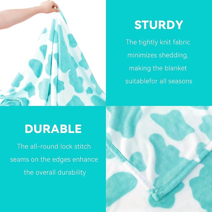 GEULAY Blue Throw Blanket, 50x60 Inches | Warm Fuzzy Fleece, Soft, For Couch Bed, Coastal Living Room Decor, For Adults Kids