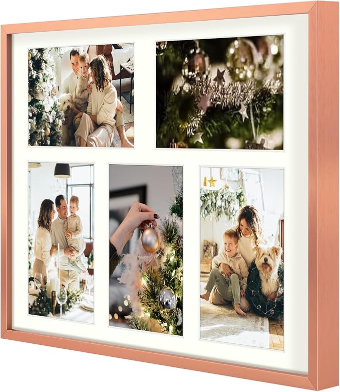 Golden State Art 11x14 Collage Frame for 5 4x6 Photos Rose Gold 2 Pack