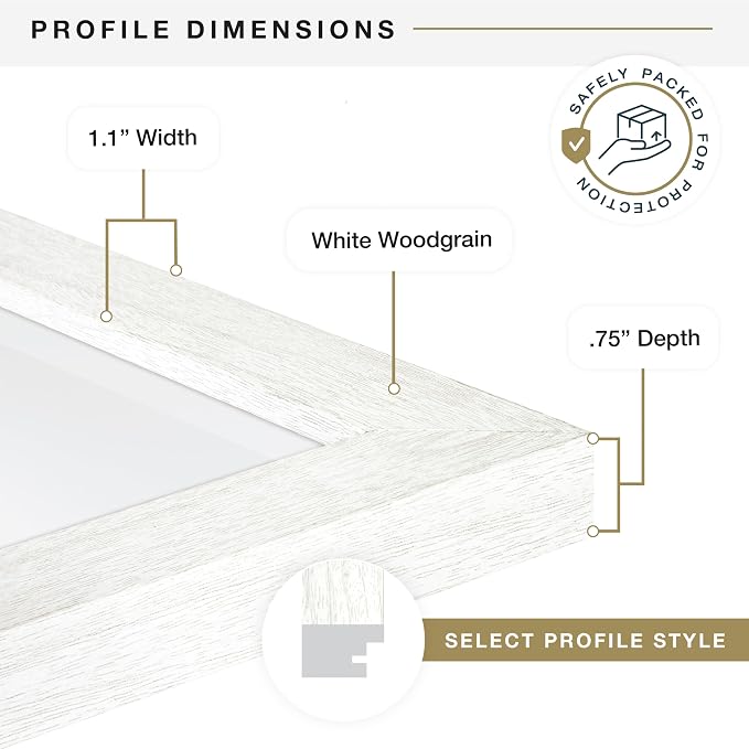MCS Studio Gallery Poster Frame, 20x30, White Woodgrain, 1-Pack