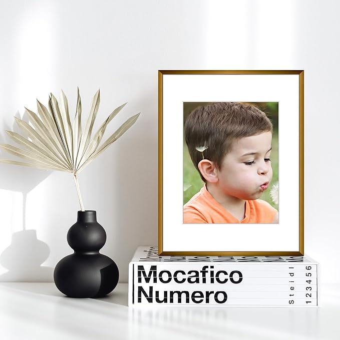 Frametory 2 Pack 11x14 Aluminum Frame with Mat for 8x10 Photo, Bronze