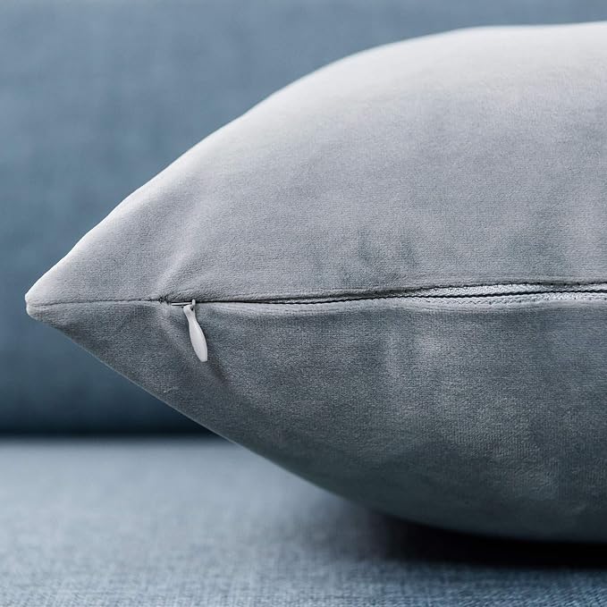 JUSPURBET 16x24 Lumbar Velvet Throw Pillow Covers Set of 2,Silver Gray