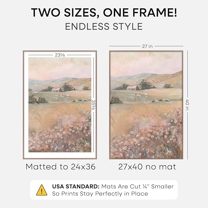 Homeforia 27x40 Mocha Poster Frame, High-End Metal, 24x36 Mat, Glass