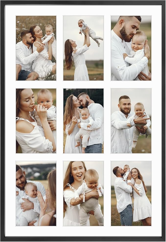 Golden State Art 13.6x19.7 Collage Frame for 9 4x6 Photos Black 1 Pack