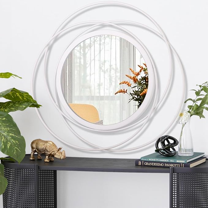 24 Inches Decorative Wall Round Mirror for Home Decor for Living Room, Bathroom, Bedroom, Washrooms Modern Circle Mirror with Metal Frame